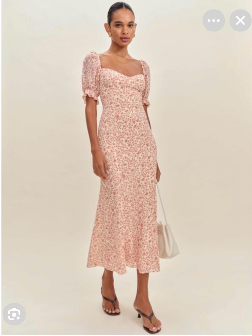 Reformation Pink Floral Puff-Sleeve Maxi Dress